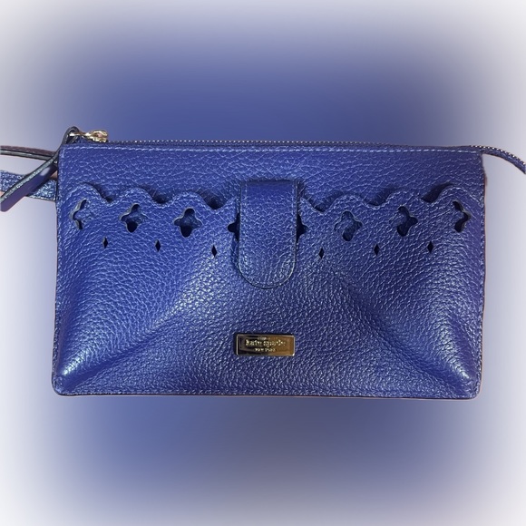 Kate Spade ♠️  blue with gold wallet/crossbody - Picture 1 of 6